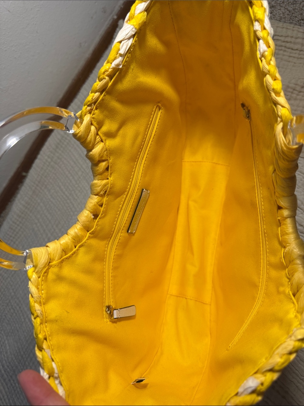 NWOT Kate Spade lemon tote 
Yellow and White Woven Straw tote - Picture 3 of 4